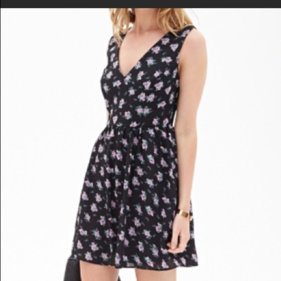 FOREVER 21 floral chiffon sleeveless dress size L - Picture 2 of 8